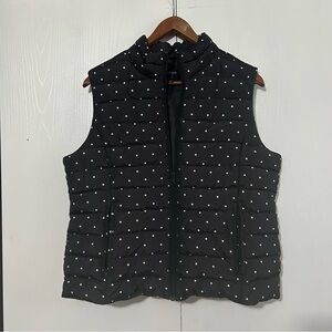 NWOT Elegant Black Polka Dot Puffer Vest